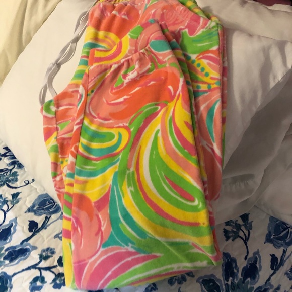 Lily Pultizer Cotton Blend Floral Pastel Drawstring Lounge Pants EUC - Picture 3 of 7